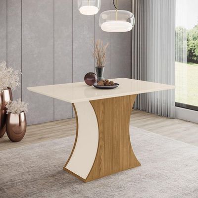 Mesa De Jantar 4 Lugares 120cm - Luiza - Nature - Off White