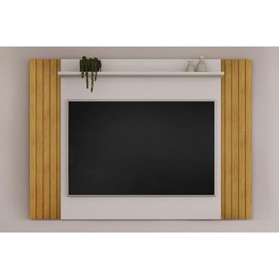 Painel Quarto P- Tv Até 60 Pol Trend Ripado Extensível 108x160 Cm Freijó-off White - Dj Móveis