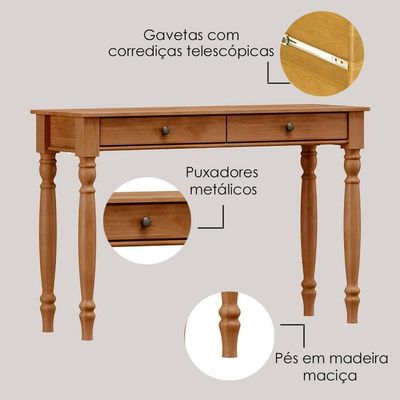 Aparador Madeira Maciça 2 Gavetas 120 Cm 8933 Freijo Milani Store Freijo