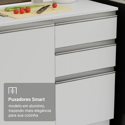 Armário De Cozinha Completa 100% MDF 310 Cm Smart 02 Xa Branco