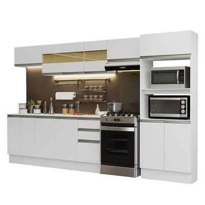 Armário De Cozinha Completa 100% MDF 310 Cm Smart 02 Xa Branco