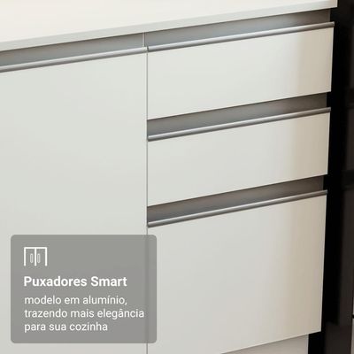 Armário De Cozinha Completa 100% MDF 310 Cm Smart 02 Branco