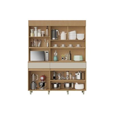 Kit De Cozinha Compacta Realeza Com 5 Portas E 2 Gavetas 160cm Carvalho Cinza