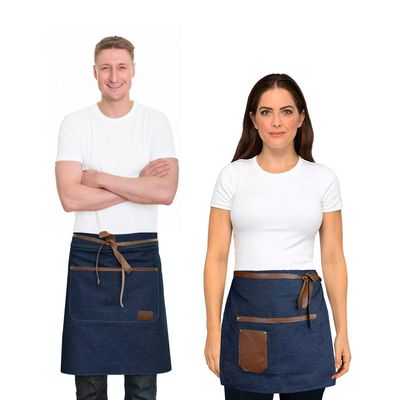 Avental de Cintura Jeans Couro Bar Restaurante Salao Unissex