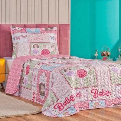Kit Colcha Solteiro Bouti Kids Com Jogo De Lençol 4 Peças Ballet