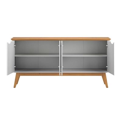 Buffet Com 4 Portas Capela Branco Acetinado Cinamomo