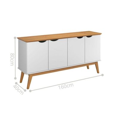 Buffet Com 4 Portas Capela Branco Acetinado Cinamomo
