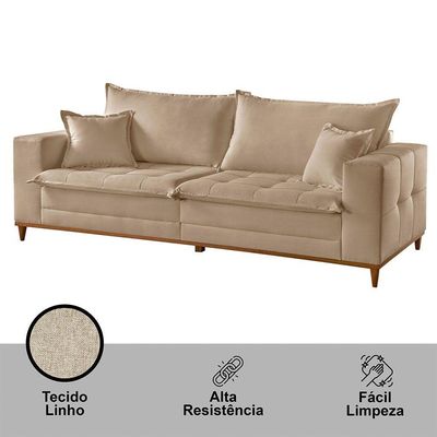 Sofá Matrix 02 Módulos De 90cm B25cm Meu Sofá Online A226 Linho Bege