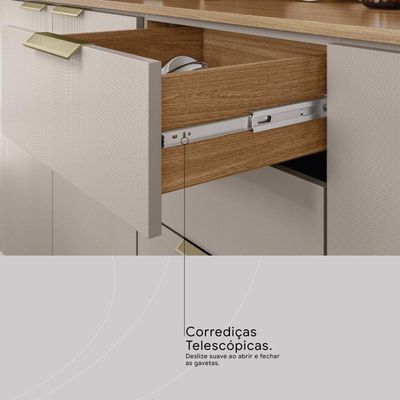 Armário De Cozinha Compacta 10 Portas 2 Gavetas Amora Amêndola Touch-nude Prime Tx