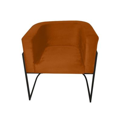Kit 8 Cadeiras De Jantar Premium Base De Ferro Preta Veludo Terracota Laranja
