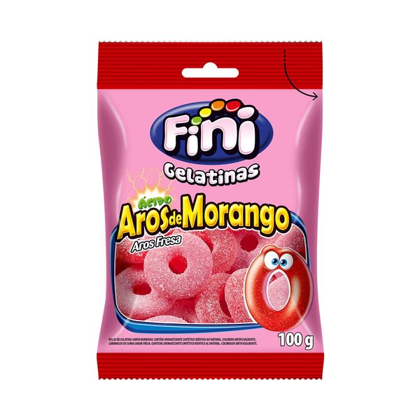 Bala Gelatina Aros Morango Fini 100g