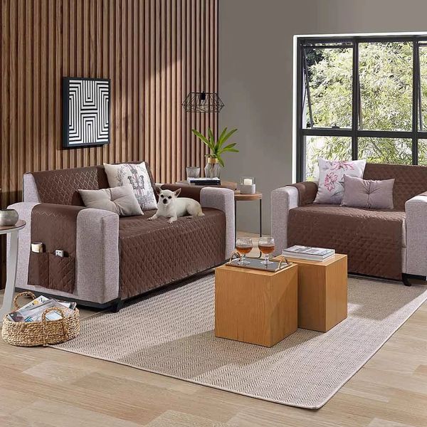 Protetor de Sofá Hedrons Pop 2 Lugares 95x2,10m Matelado Marrom Protetor de Sofá Hedrons Pop 2 Lugares 95x2,10m Matelado Marrom