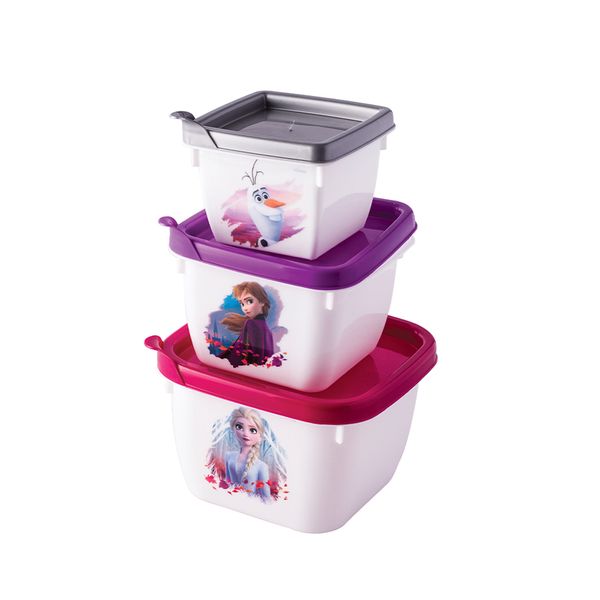 Conjunto de Potes Quadrados Plasútil Conect Frozen 3 Peças