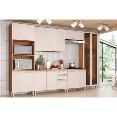 Balcão Cozinha Para Cooktop Com Tampo Requinte Com 2 Portas 80cm Nature Areia