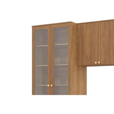 Cozinha Modulada Completa Botanic 4 Peças 1 Aéreo + Balcão + Cristaleira + 1 Complemento M656 Nogueira Fendi