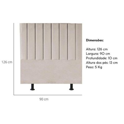 Cabeceira Estofada Cama Solteiro 90 Cm Sara Suede E Frame Cor:bege