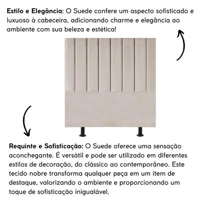 Cabeceira Estofada Cama Solteiro 90 Cm Sara Suede E Frame Cor:bege