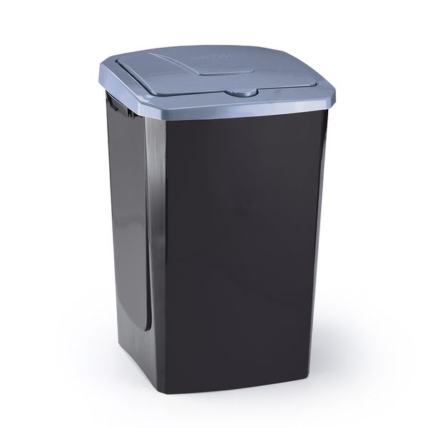 Lixeira de Plástico com Tampa Arthi Ecofácil Preta e Cinza 40L