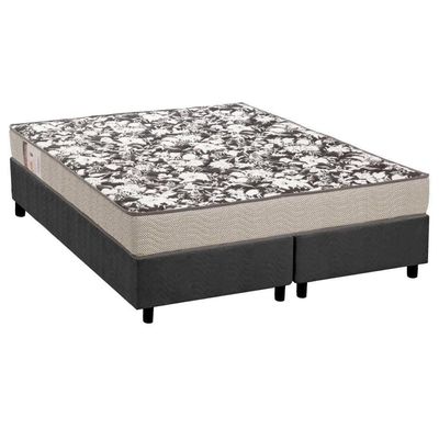Conjunto Box Queen: Colchão Espuma Ortobom D26 Physical Ultra Resistente + Base Crc Suede Gray (158x198)