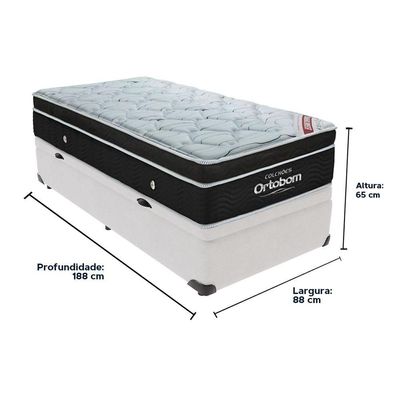 Cama Box Baú Branco E Colchão Elegant Molas Ensacadas Solteiro Ortobom