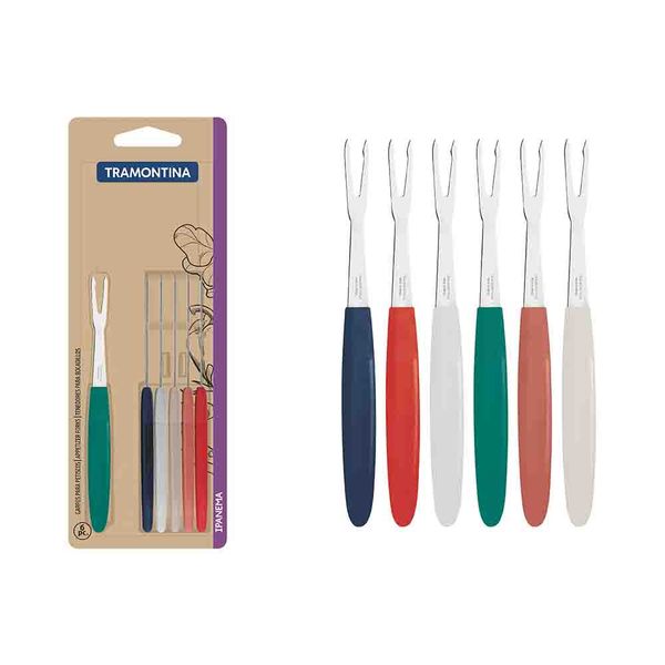 Kit de Garfos para Petisco em Inox Tramontina Ipanema Colorido 6 Peças
