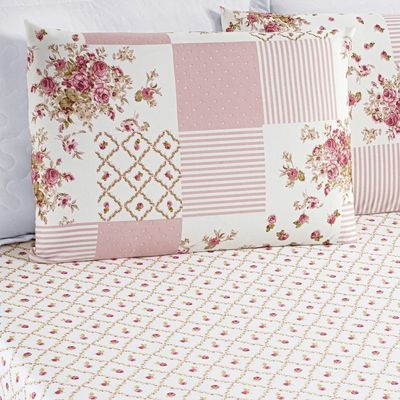 Jogo de Cama Lençol Bouti Estampado Queen 03 Peças - Rosa Matura