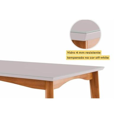 Conjunto Mesa Sala Jantar Monalisa Com Tampo Madeirado Com Vidro 160cm E 4 Cadeiras Rainha Natural Nesher