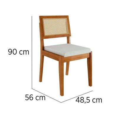 Conjunto Mesa De Cozinha Donna Com Tampo Madeirado Com Vidro 120cm E 4 Cadeiras Rainha Natural Nesher