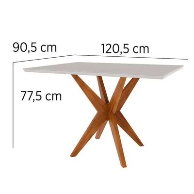 Conjunto Mesa De Cozinha Donna Com Tampo Madeirado Com Vidro 120cm E 4 Cadeiras Rainha Natural Nesher