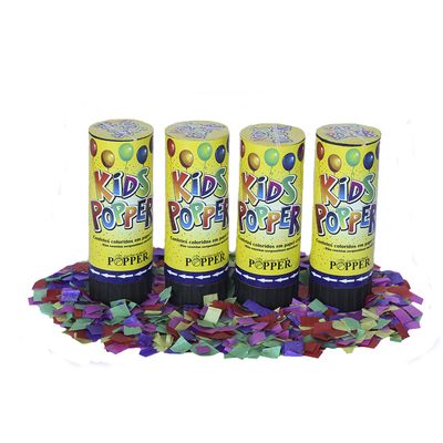 Lança Confete Popper Kids com 4 Unidades Confetes Coloridos 11cm