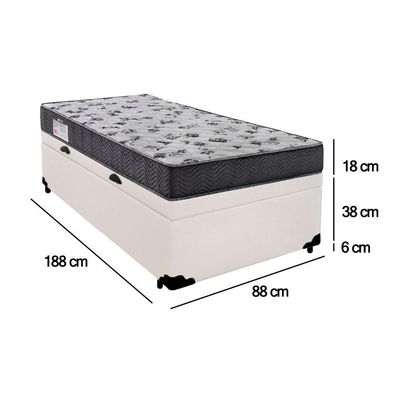 Cama Box Baú Solteiro Sintético + Colchão De Espuma D33 - Sereneprime - 88cm Branco