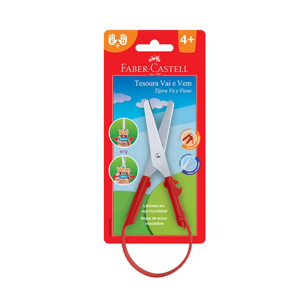 Tesoura Faber-Castell Vai e Vem Arco Vermelho Tesoura Faber-Castell Vai e Vem Arco Vermelho