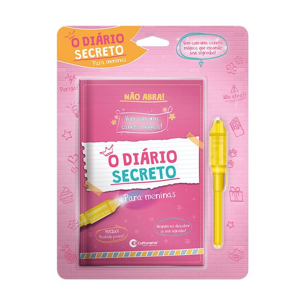 Livro Infantil Culturama Diário Secreto para Meninas com Caneta Mágica Livro Infantil Culturama Diário Secreto para Meninas com Caneta Mágica