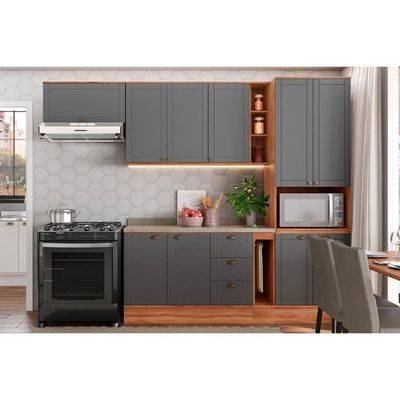 Gabinete De Cozinha Modulado Balcão Com Tampo Bella 2612 Com Porta Toalha 20cm Branco