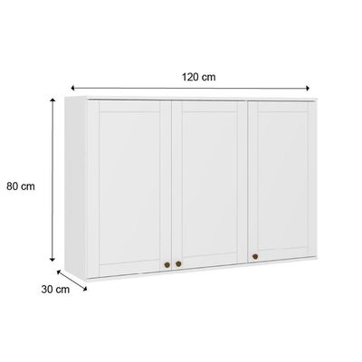 Armário De Cozinha Modulado Bella 2601 Com 3 Portas 120cm Nogal Cinza