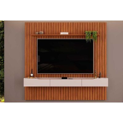 Home P- Tv Até 65 Pol Pratic Ripado C- 3 Gavetas 223x240cm Freijó-off White - Dj Móveis