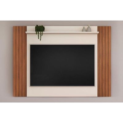 Painel Quarto P- Tv Até 50 Pol Trend Ripado Extensível 108x136cm Freijó-off White - Dj Móveis
