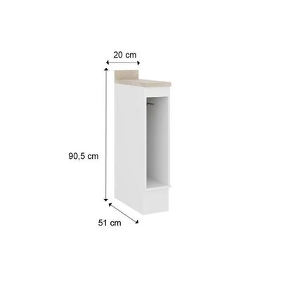 Balcão De Cozinha Modulado Com Tampo Bella 2612 Com Porta Toalha 20cm Branco