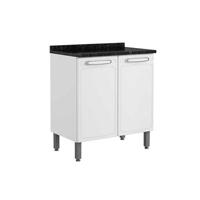 Balcão Cozinha Para Cooktop Com Tampo Evidence 7120 Com 2 Portas 80cm Branco Bertolini
