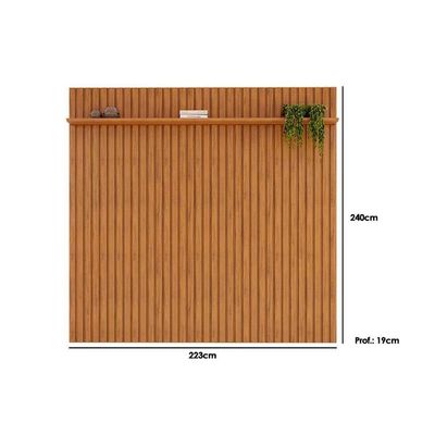 Rack Bancada C/ Painel P/ Tv Até 65 Pol Pratic Ripado 1 Prateleira 223x240cm Freijo - Dj Móveis