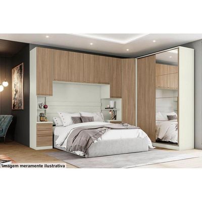 Armário Ponte Modulado Aéreo Casal Mc11 Seletto C- 4 Portas Areia-jequitibá - Henn