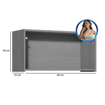 Armário De Cozinha Modulado Simone Mendes Com 1 Porta Basculante 80cm Carvalho Cinza