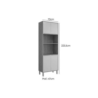 Paneleiro De Cozinha Modulado Divina Torre Quente 2 Fornos Com 4 Portas 70cm Freijó Off White