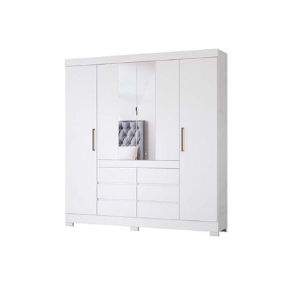 Guarda Roupa Casal 4 Portas E 6 Gavetas C- Espelho Cadis - Amendola-off White - Demóbile
