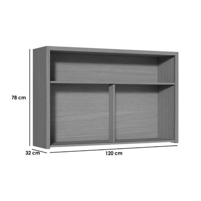 Armário Aéreo Para Cozinha Condessa Com 1 Porta Basculante 120cm Carvalho Cinza