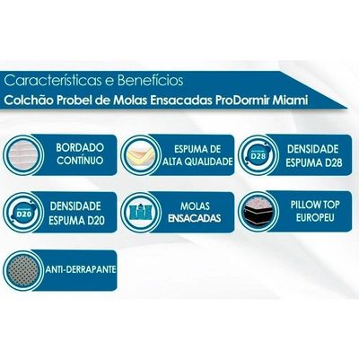 Colchão King Molas Ensacadas Masterpocket Prodormir Miami Euro Pillow (193x203x30) - Probel