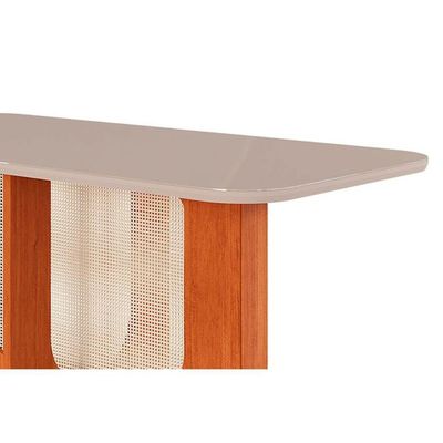 Mesa Para Cozinha Louise Com Tampo Madeirado Com Vidro 130x80cm Cinamomo Off White Cimol