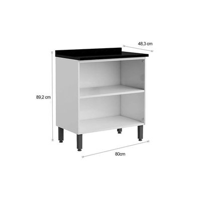 Balcão Cozinha Para Cooktop Com Tampo Evidence 7120 Com 2 Portas 80cm Branco Bertolini