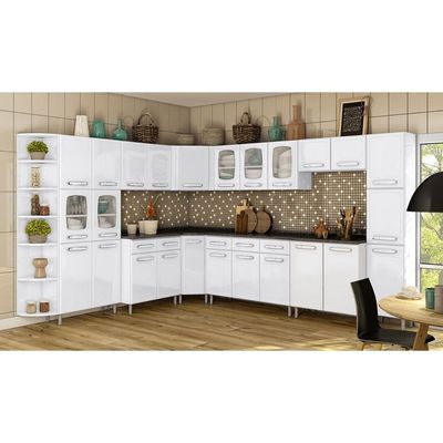 Balcão Cozinha Para Cooktop Com Tampo Evidence 7120 Com 2 Portas 80cm Branco Bertolini