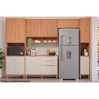 Paneleiro De Cozinha Modulado Esplêndida Com 2 Portas 37cm Freijó Off White